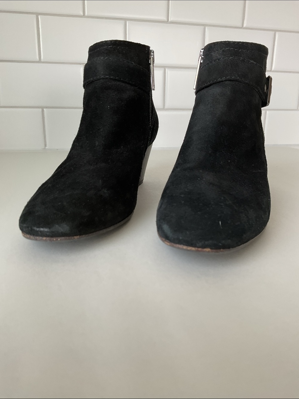 AQUATALIA Black Suede Ankle Booties with Side Buckle - Picture 10 of 13